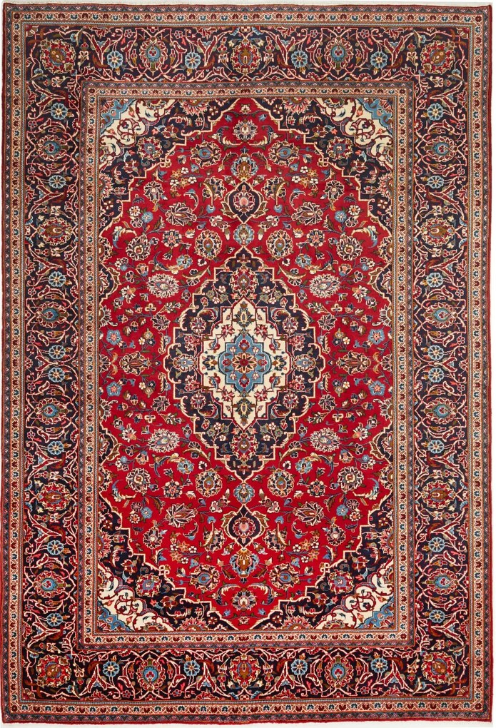 Kashan Tappeto 300x200 Rosso (Iran) Annodato A Mano