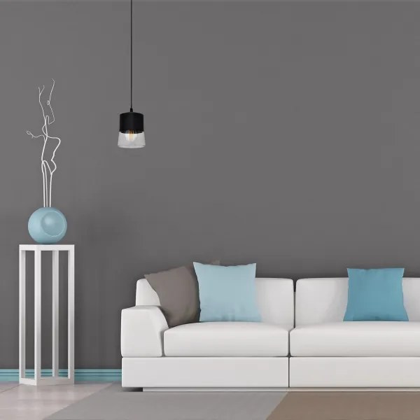 Lampadario a sospensione con filo FERGIE 1xE27/15W/230V nero