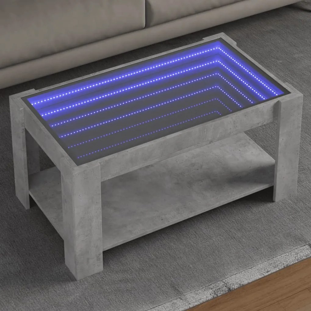 Tavolino Salotto Con Led Grigio Cemento 93x53x45 Cm Multistrato /