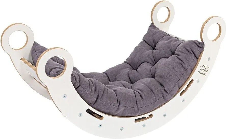 Arco a dondolo montessori bianco/grigio in pino massiccio 39x75x38 cm Montessori – Meowbaby