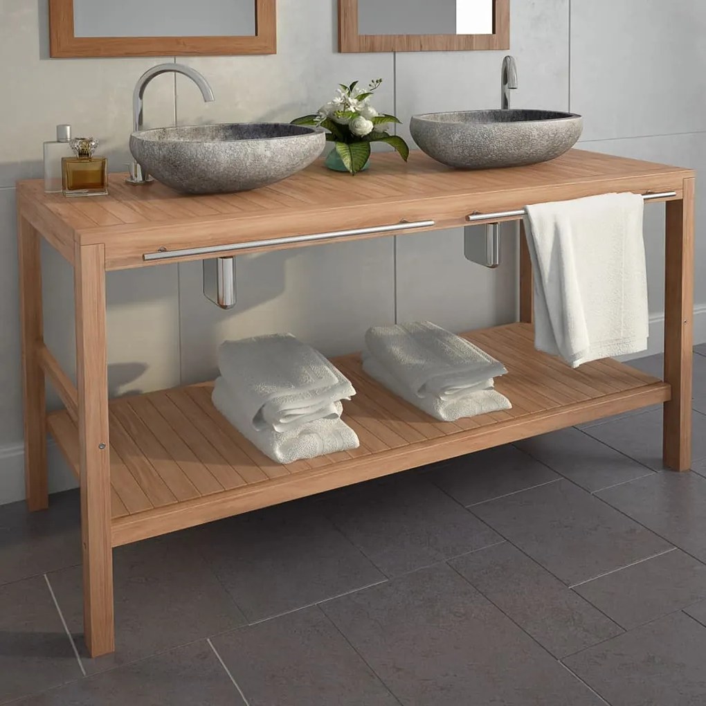 Mobile Per Lavabo İn Massello Di Teak  132x45x75 Cm /