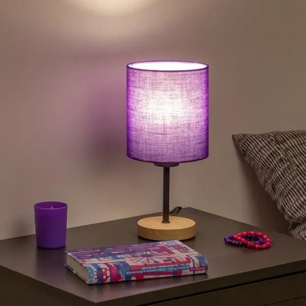 Brilagi - Lampada da tavolo NUBILA WOOD 1xE27/25W/230V quercia/viola