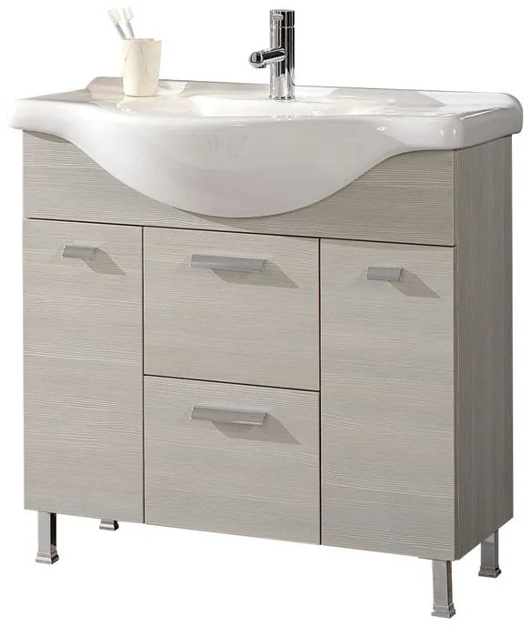 Mobile da bagno sotto lavabo Rimini marrone L 81.5 x H 80 x P 33.5 cm 1 cassetto 2 ante, lavabo non incluso