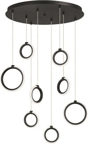 Lampada a sospensione 60 cm in metallo verniciato 8 Luci NERO a Led PINTA