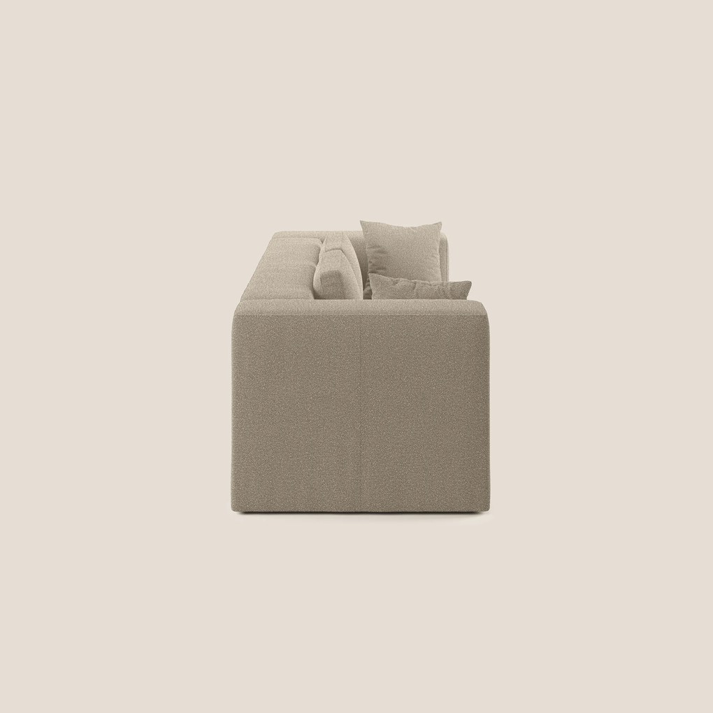 Nettuno divano moderno componibile in morbido tessuto bouclè T07 beige