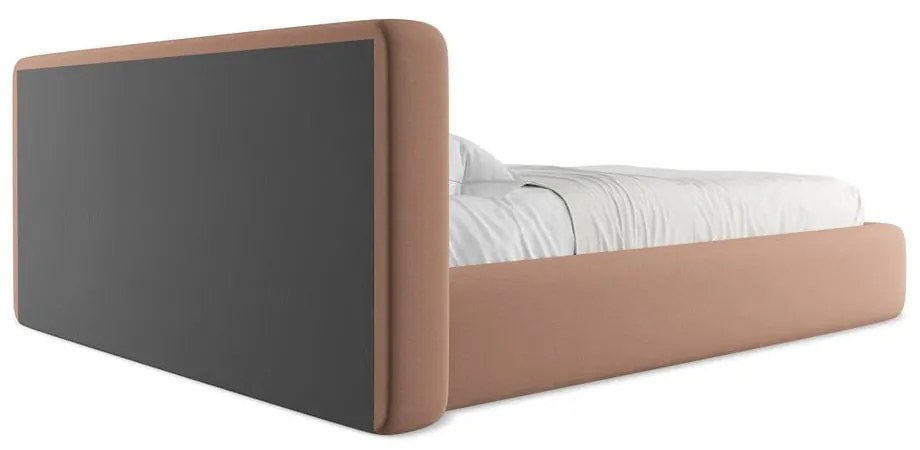 Letto matrimoniale imbottito rosa chiaro con contenitore con griglia 160x200 cm Kiana - Makamii