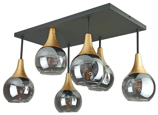 Lampadario a plafone SOMA 6xE27/60W/230V nero/oro/fumé nero