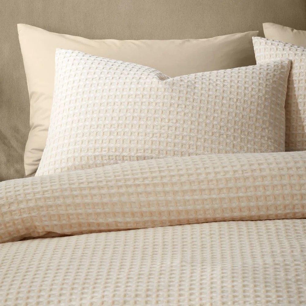 Biancheria da letto beige per letto matrimoniale 200x200 cm Muscat Waffle – Pineapple Elephant