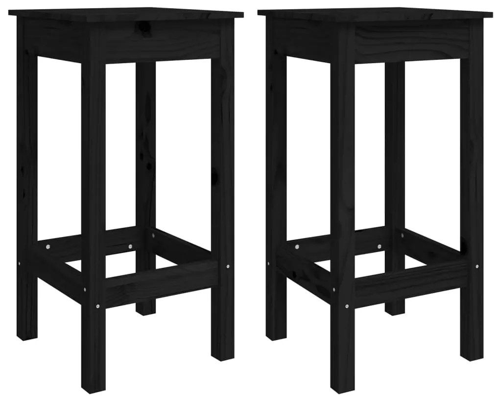 Sgabelli da bar 2 pz neri 40x40x78 cm legno massello di pino