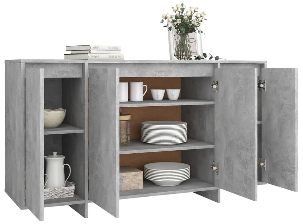 Credenza grigio cemento 135x41x75 cm in truciolato