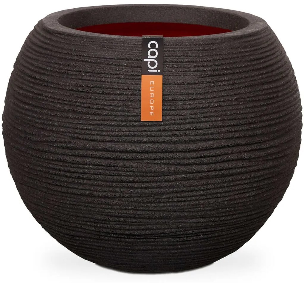 Vaso A Sfera Nature Rib 62x48 Cm Nero Kblr271 /