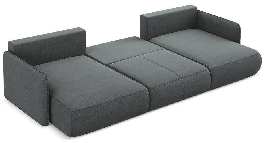 Divano angolare grigio allungabile/con contenitore Nanea – Makamii