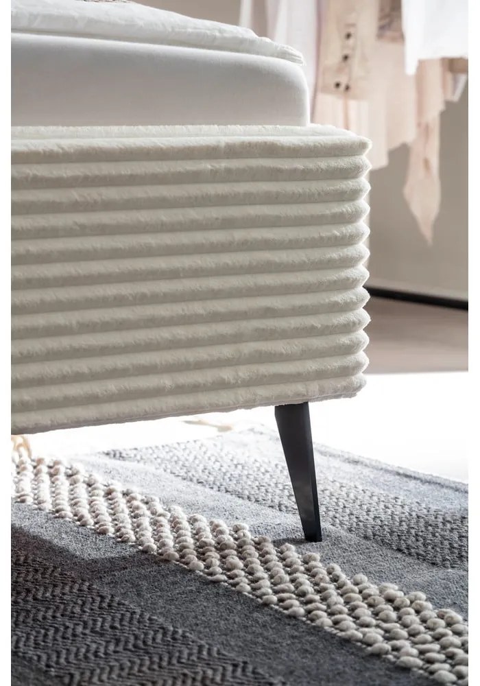 Letto matrimoniale imbottito beige con contenitore con rete inclusa 160x200 cm Matera – Meise Möbel