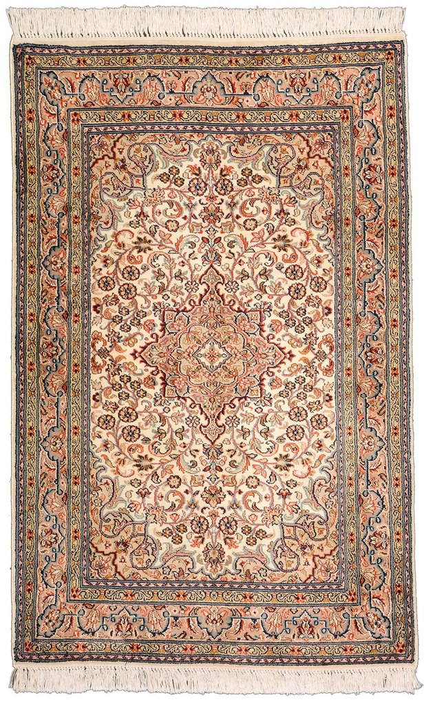 Cashmere Silk Tappeto 80x130 Beige (Indian) Annodato A Mano