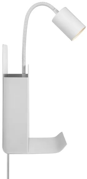 Nordlux - Lampada da parete ROOMI con mensola e USB 1xGU10/8W/230V bianco