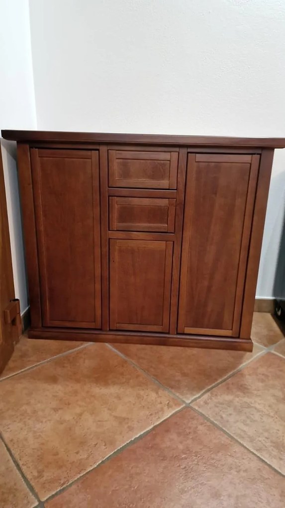 Credenza da 100 cm classica in legno noce lucido