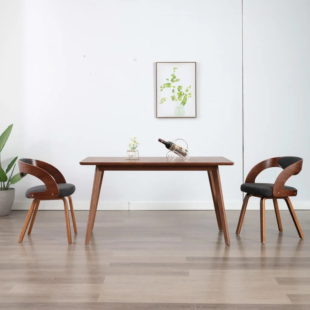 Sedie Da Pranzo 2 Pz Legno Curvato E Tessuto Grigio Scuro /