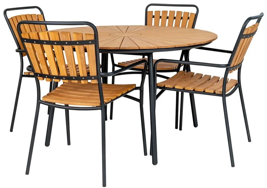 Tavolo da pranzo da giardino rotondo in teak massiccio ø 130 cm Cleveland – House Nordic
