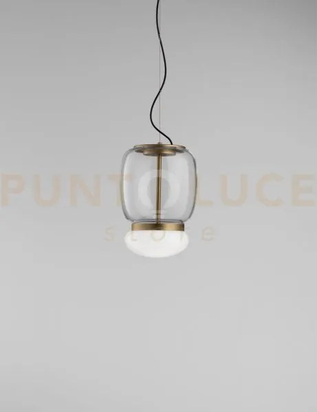 Faro sospensione s cristallo bianco montatura ottone verniciato l22...