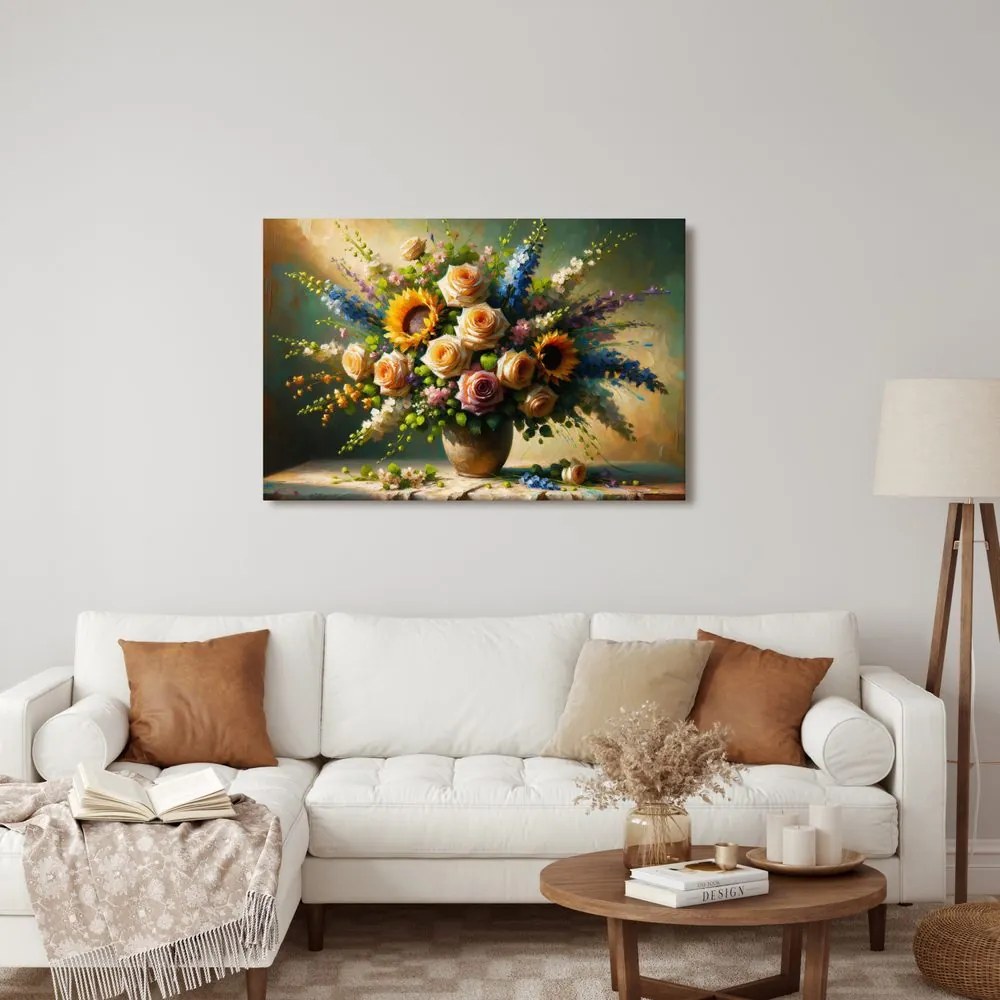 Quadro su tela – Bouquet floreale romantico
