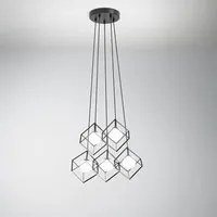 Lampadario A Sospensione Contemporaneo Cube Metallo Nero 3 Luci G9