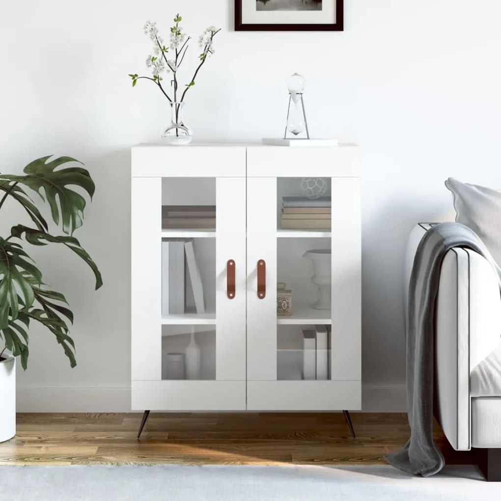 Credenza Bianca 69,5x34x90 Cm İn Legno Multistrato /