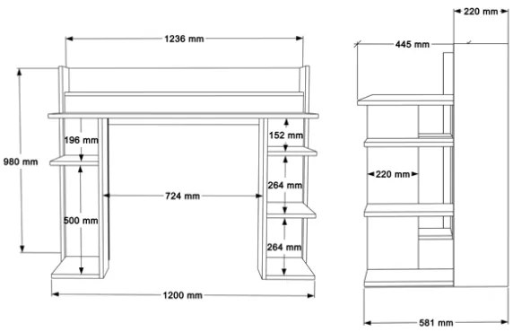 Scrivania Moderna Porta PC 120x58x98 Con Ripiani Laterali Pixel Rovere E Antracite