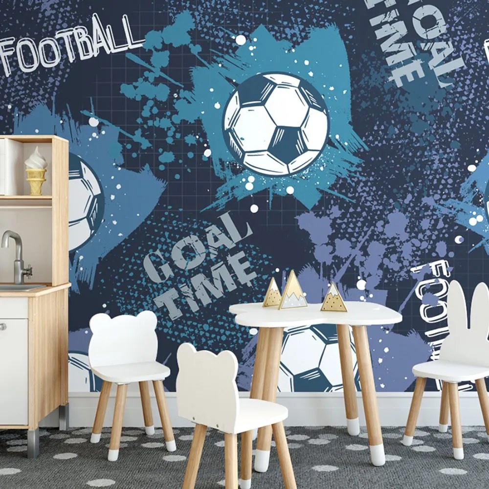 Carta da parati autoadesiva – Palla da calcio in blu