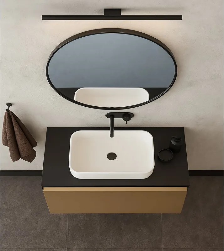 Mobile da bagno sospeso sotto lavabo Fusion L100 H40 P45 cm oro, 1 cassetto