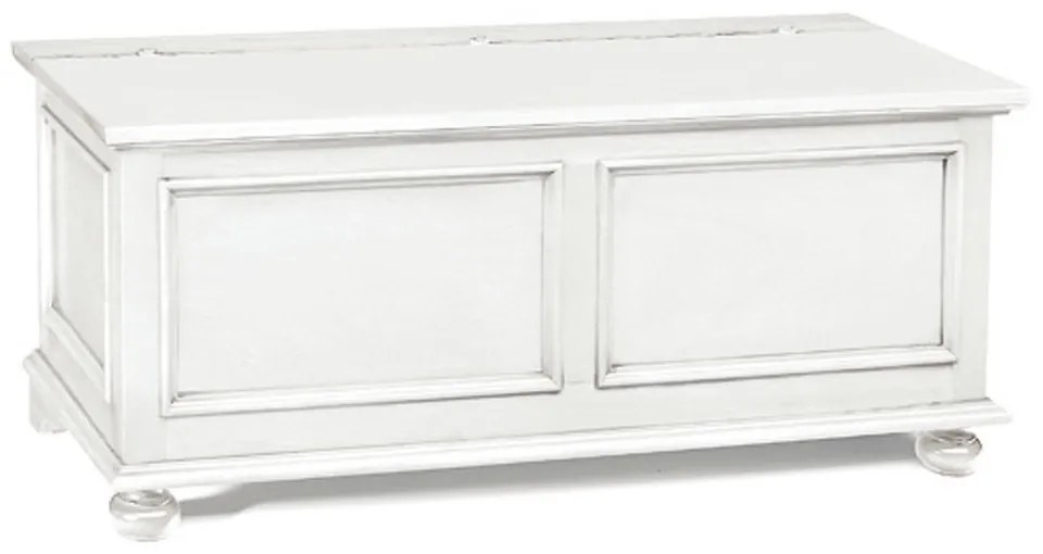 Cassapanca arte povera in legno massello in bianco opaco 120x44 cm