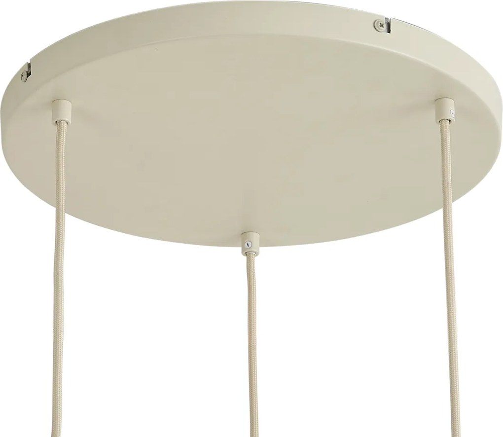 Lampada a sospensione Japandi beige con paralume in lino 3 luci - Fedde