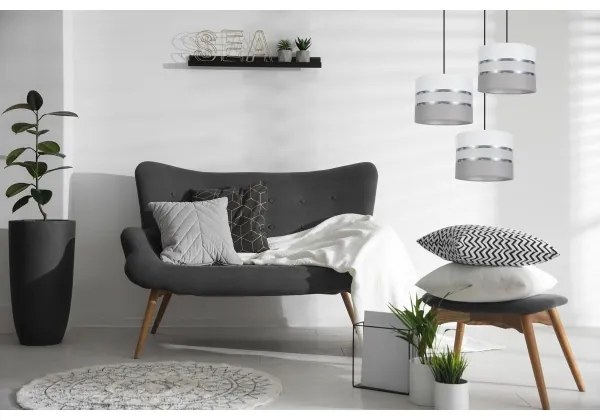 Lampadario su corda CORAL 3xE27/60W/230V bianco/grigio