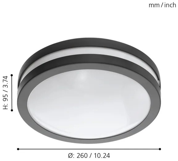 Eglo 33571 -Lampada LED dimmerabile da bagno LOCANA-C LED/14W/230V IP44 nero