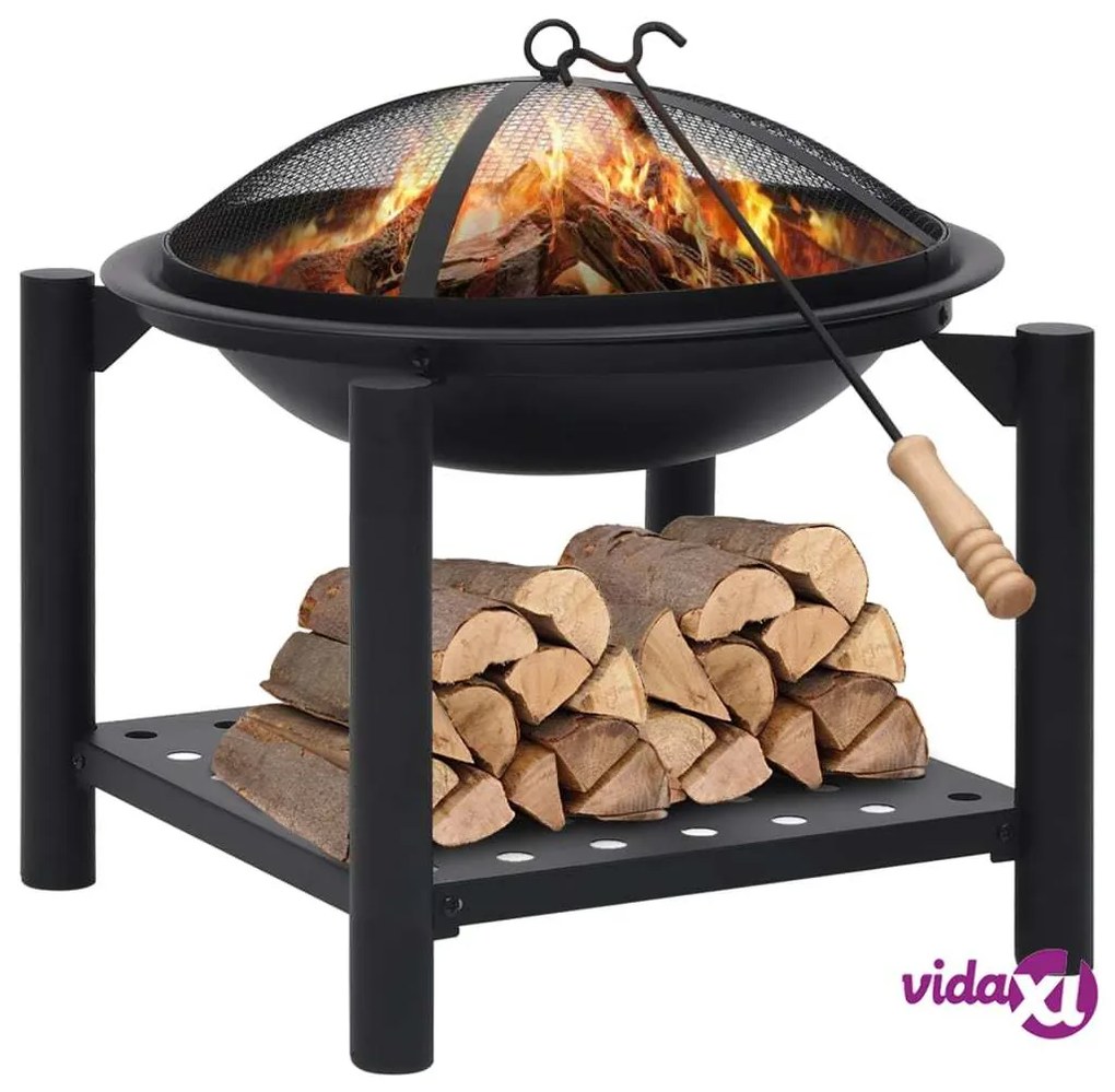 vidaXL Braciere con Attizzatoio 54x54x55 cm in Acciaio