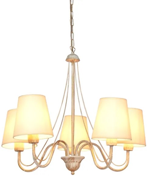Lampadario a sospensione con catena MALBO 5xE27/15W/230V beige