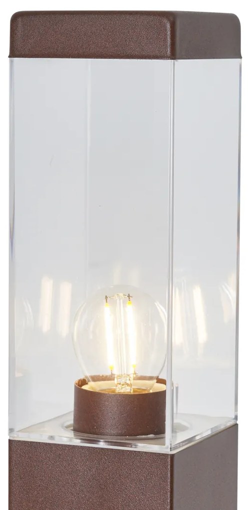 Lampada da esterno marrone ruggine con vetro trasparente 80 cm IP44 con presa e sensore di movimento - Malios