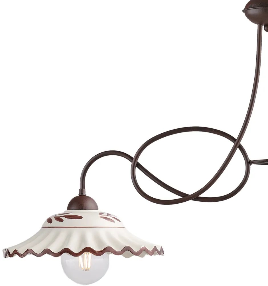 Bilanciere Country Chic Bistrot 2 Luci Ruggine Con Ceramica Vietrese