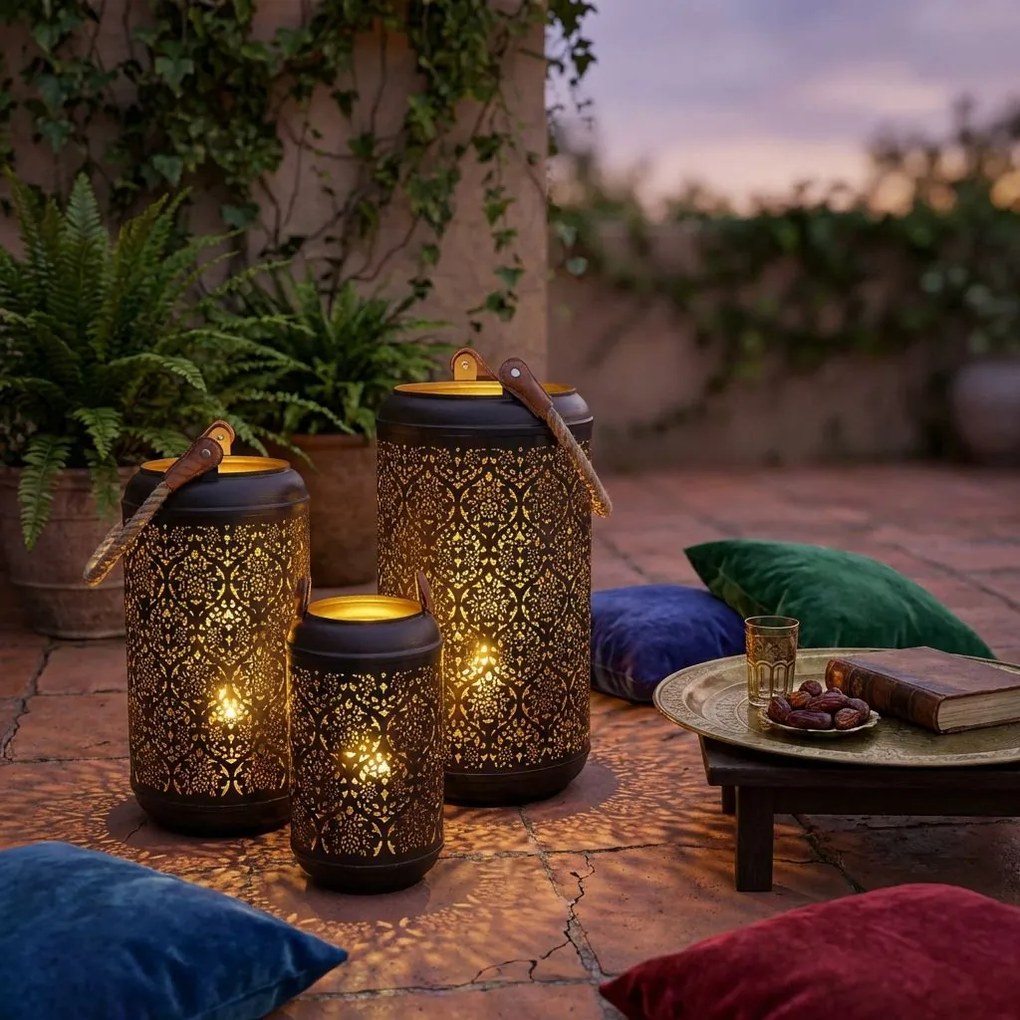 UMEKA - set di 3 lanterne in acciaio