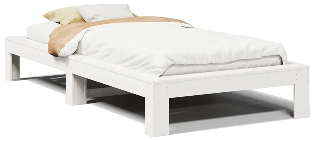 Letto senza materasso bianco 75x190 in legno massello di pino