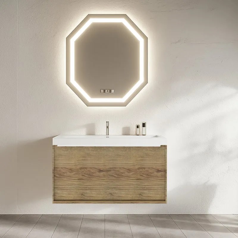 Mobile da bagno sotto lavabo SENSEA Neo Frame marrone L 90 x H 65 x P 48.5 cm, lavabo non incluso