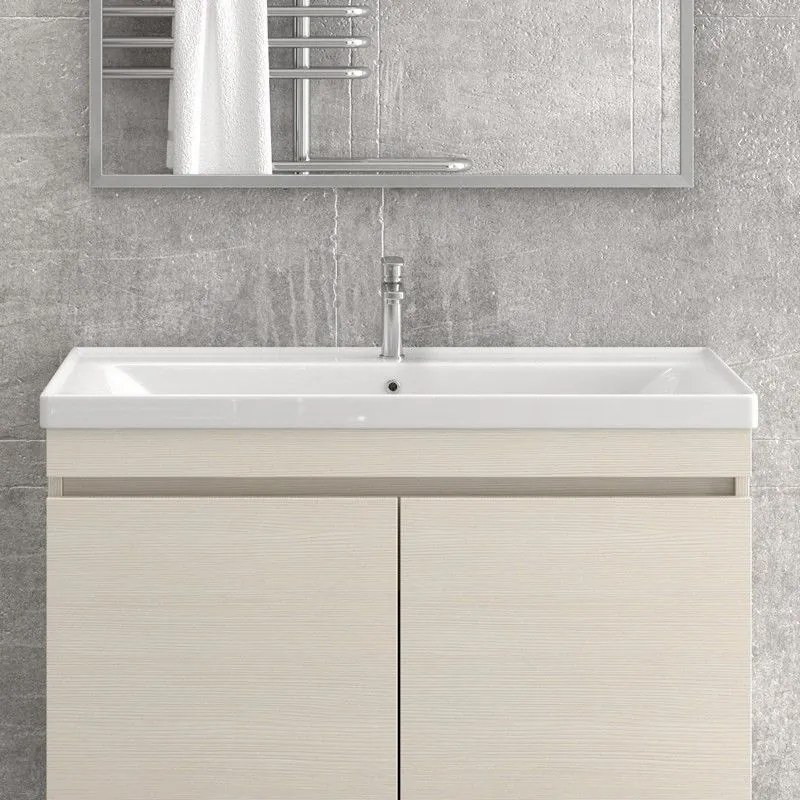 Kamalu - mobile bagno 100 cm sospeso con 2 ante e lavabo incasso sv-100a