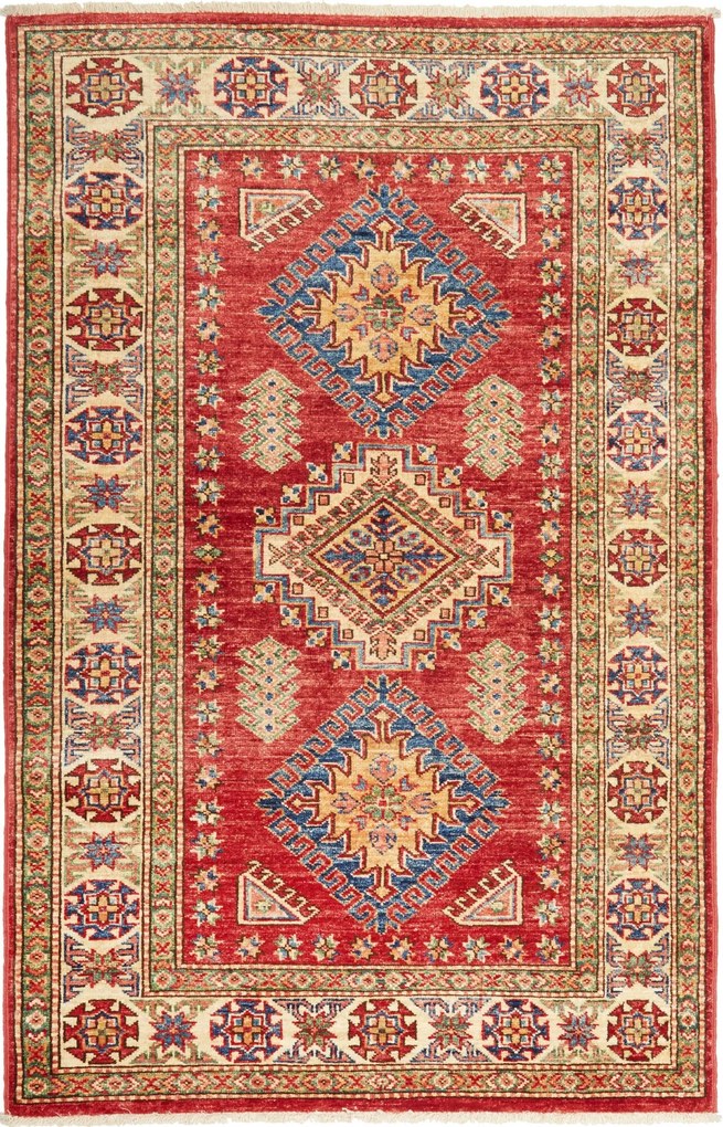 Kazak Tappeto 100 x 150 Rosso (Pakistan) Annodato A Mano
