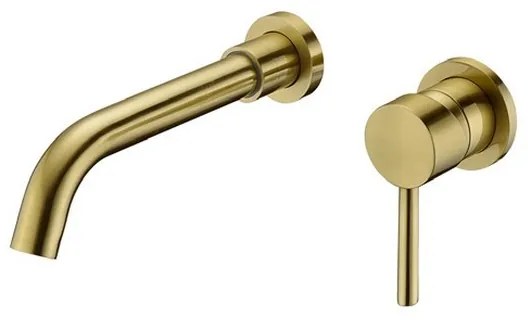 Kamalu - Miscelatore lavabo da incasso linea curva finitura oro inox| KAM-ARTE ORO