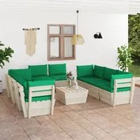 Set Divani da Giardino su Pallet 9 pz con Cuscini Legno Abete cod mxl 42334