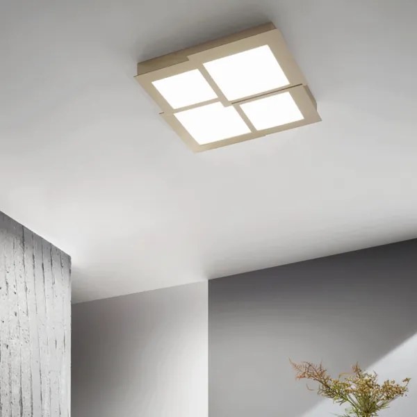 Plafoniera Led in metallo Oro e diffusore in acrilico PASSPARTOU 57x57 cm