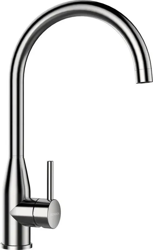 Rubinetto da cucina fisso a collo di cigno Kavus acciaio inox argento cromato lucido SCHOCK