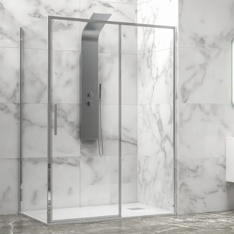 Box doccia 90x110 scorrevole e fisso vetro 6mm altezza 200h | KLA-4000C - KAMALU