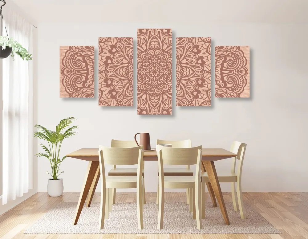 Quadri 5 pezzi – Mandala floreale