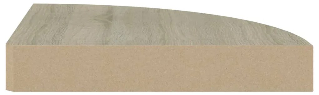 Scaffali angolari a parete 2 pz rovere 25x25x3,8 cm mdf