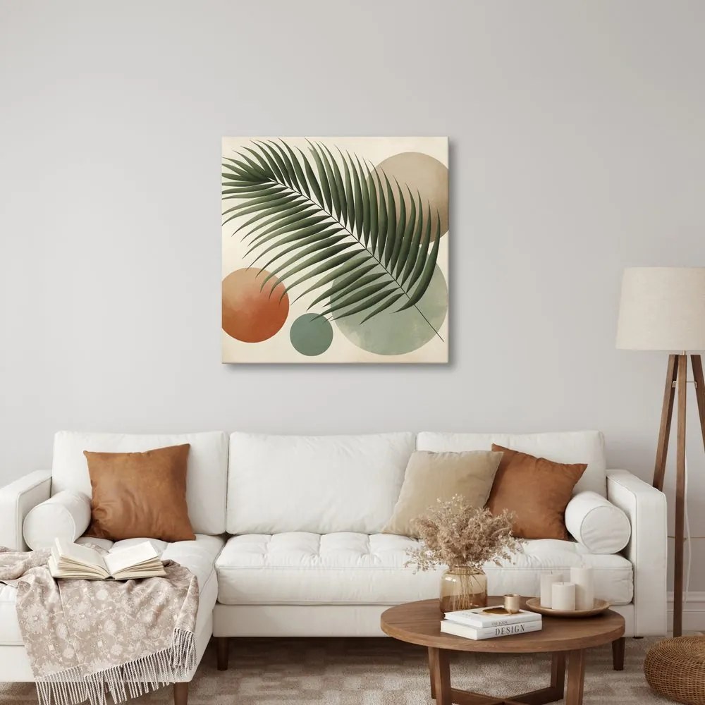 Quadro su tela – Foglia tropicale in cerchi